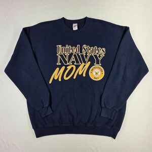 Vintage Soffe Sweats US Navy Mom Crewneck Sweatshirt Navy Blue XXL Made in USA